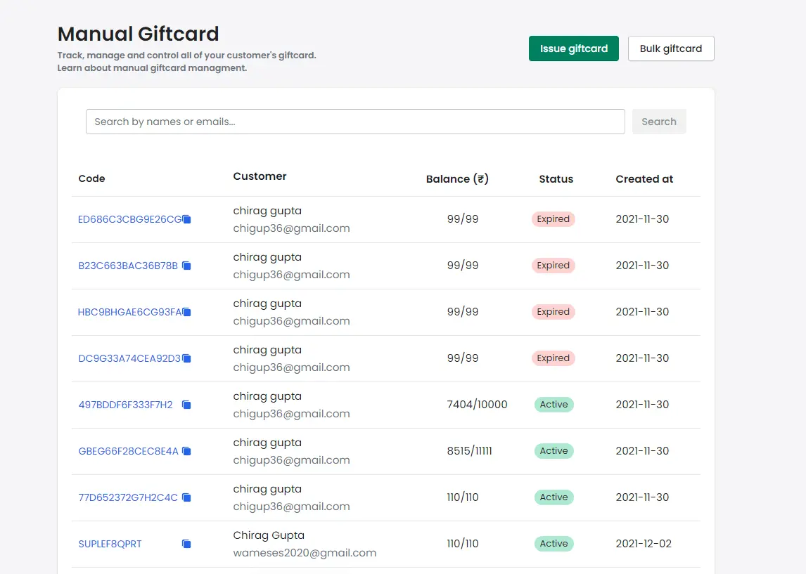 Gift Cards Manual Module